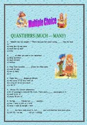 English worksheet: QUANTIFIERS (MUCH  MANY) with answer