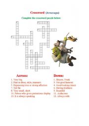 English Worksheet: crossword about phisical apparience