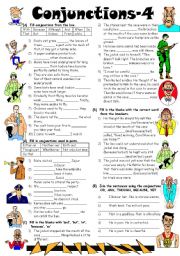 English Worksheet: Conjunctions-4 (Editable with Answer Key)