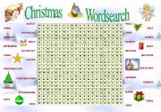 English Worksheet: Christmas Wordsearch (editable with key)