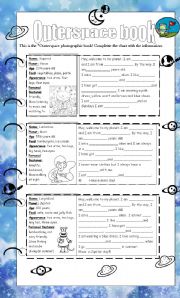 English Worksheet: Outerspace book