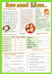 English Worksheet: HOME SWEET HOME...