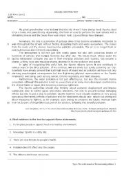 English Worksheet: The Undefeated Pollution