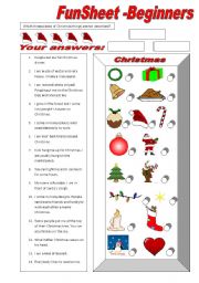 English Worksheet: FunSheet Beginners -Christmas