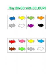 English Worksheet: Bingo with colours