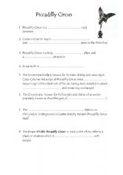 English worksheet: piccadilly circus