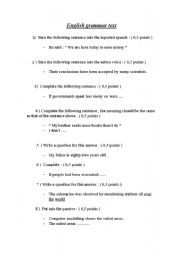English Worksheet: English grammar test