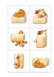 English Worksheet: Fox in the Box - Prepositions of Place (Flashcards)