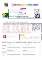 English Worksheet:  present continuous / present simple