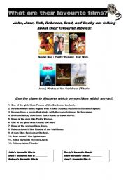 English Worksheet: What are their favourite films?