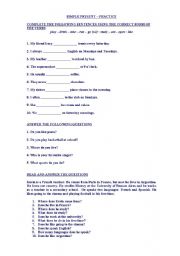 English Worksheet: Simple Present