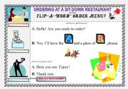 English Worksheet: At a sit-down restaurant - vocabulary & dialogue activities
