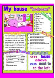 English Worksheet: My house - bedroom