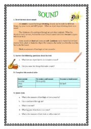 English worksheet: Sound