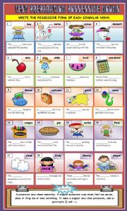 English Worksheet: POSSESSIVE SINGULAR NOUNS