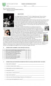 English Worksheet: elvis presley reading comprehension