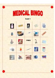 English worksheet: Medical Bingo