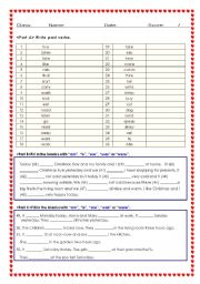 Past Tense Test sheet/ worksheet