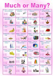 English Worksheet: MUCH or MANY test __editable__