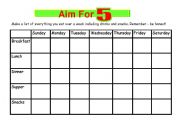 English Worksheet: food diary