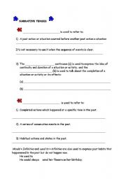 English worksheet: NARRATIVE TENSES