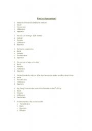 English Worksheet: Poetry Assessment