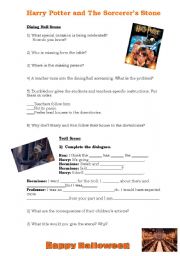 English Worksheet: Harry Potter & the Sorcerers Stone Halloween Scene