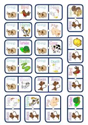 English Worksheet: DOMINO: pets and farm animals 2/2