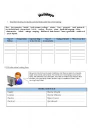 English worksheet: holiday vocabulary