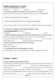 English Worksheet: Bac english test
