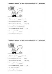 English Worksheet: Object pronouns