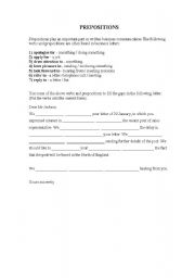 English worksheet: Prepositions in business
