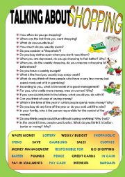 English Worksheet: TALKING ABOUT SHOPPING- SPEAKING 