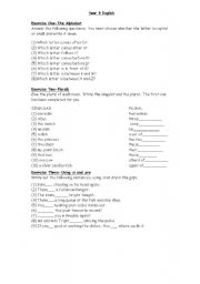 English Worksheet: Alphabet and Plurals
