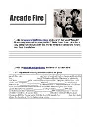 English worksheet: We used to wait - Arcade Fire song activity