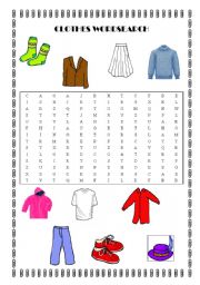 English Worksheet: CLOTHES WORDSEARCH