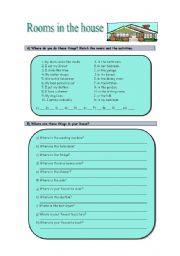 English Worksheet: Rooms in the house / domestic devices
