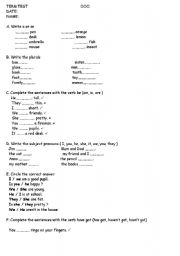 English worksheet: term test for A junior