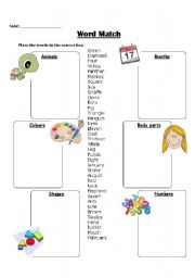 English Worksheet: Vocabulary word match