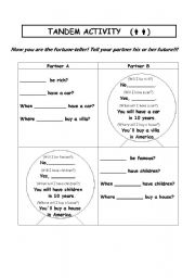 English worksheet: Tandem activity - will future -fortune telling
