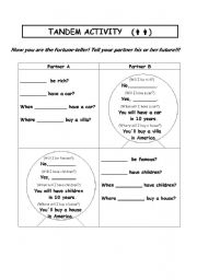 English Worksheet: Tandem activity - will future -fortune telling