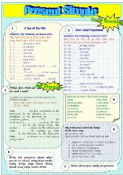 English Worksheet: Present Simple - Daily Routines