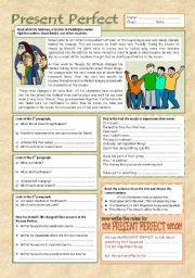 English Worksheet: Present Perfect (2 pages)