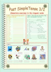 English Worksheet: Past Simple Tense 3/2 * Irregular verbs part 1 * 3 pages exercises + Answer key