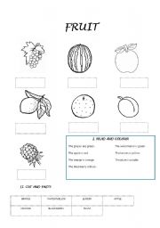 English worksheet: Fruit