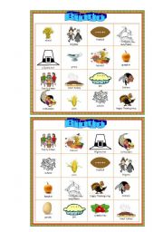 English Worksheet: Thanksgiving Bingo Set  2/2