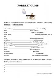 English Worksheet: Video activity Forrest Gump