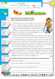 English Worksheet: My House  -  Reading  +  Writing Test