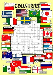 English Worksheet: Countries crossword