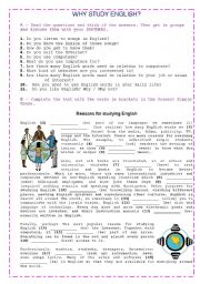 English Worksheet: Why study English?